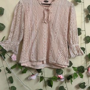 Peach Colour Net Top