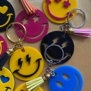 Set Of 10 Smiley Keychains