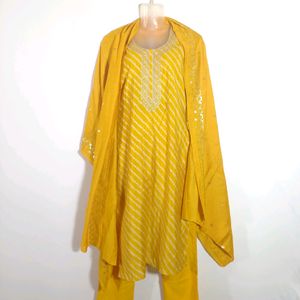 Mustard Colored Kurtha Set (Women's)