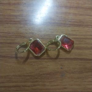 Red Stone Dangler Earrings