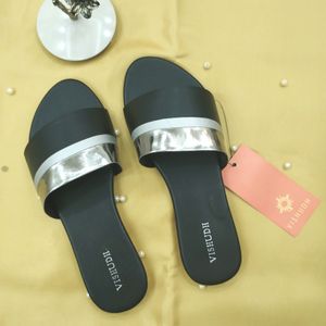 Vishudh Women Black,Sliver Flats