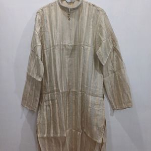 Crushed Silk Kurta Chudidar Set (Off White)