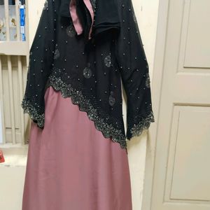 Fully Diamond Dubai Abaya Mauve Colour