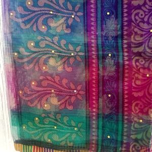 Beautiful Multicolor Saree With Blouse