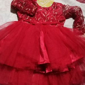 Net Frock, Red Colour