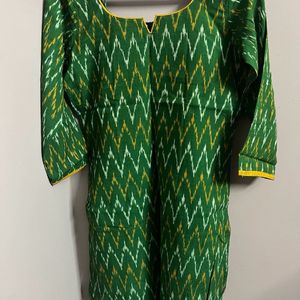 Green Colour Ikkat Kurti