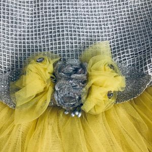 Light Yellow And Silver Party Wear Frock