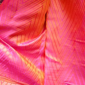 Shinning Dark peach Colour Art silk Saree