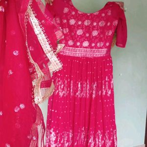 Trending Bridal/ Girlish Partywear Gown With Dupat