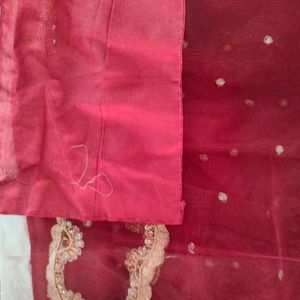 Maroon With Gold Lace Sarees (Women's)