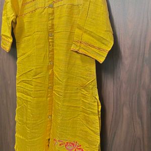 Raw Silk Embroidery Kurtha