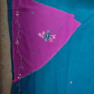 Blue Pink Jamli Saree