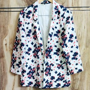 White Printed Coat Size-36