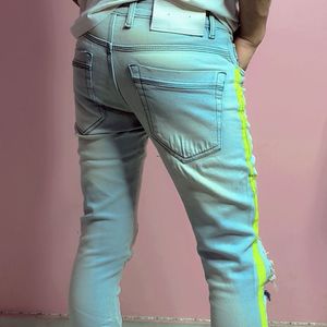 denim sky blue and white jeans