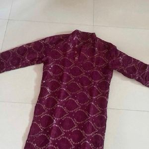 Designer Wine Colour Kurta For Boys