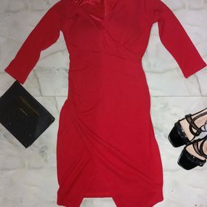 Red Slit Bodycon Dress