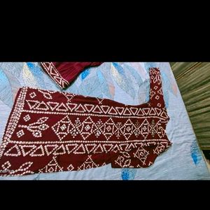 Bandhani Skirt Kurti With Mask