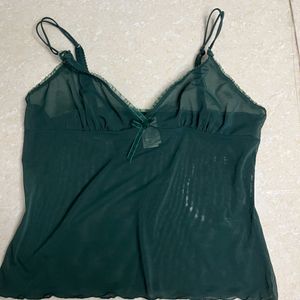 Hot Net Mesh Teel Green Top