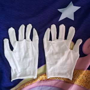 White, Cotton Gloves For Boys N Girls