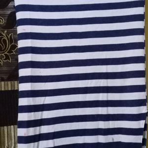 fitted blue white stripes skirt with side slit