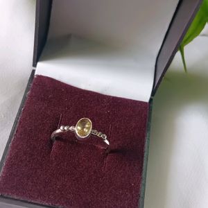 Pure Silver With Citrine Stone Ring