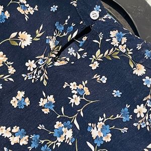 L | Floral Navy Blue Midi Dress