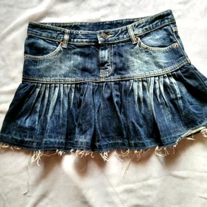 Y2K Pleated Denim Skirt