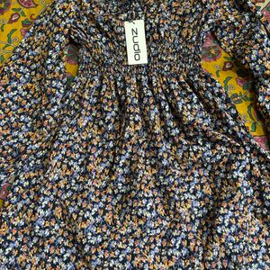 Zudio Flowers printed Navy Blue Frock