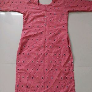 Woman A Line Pink Kurta