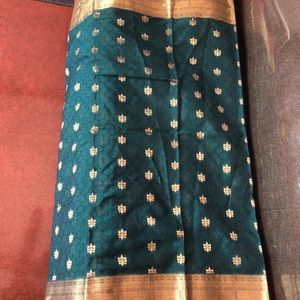 Deep Green And Magenta Cotton Silk Sari Vth Blouse