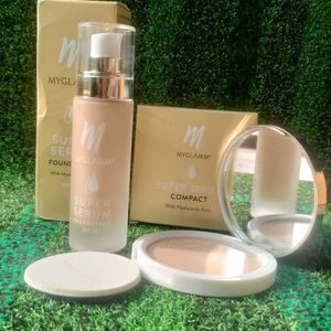 🆕COMBO OF MYGLAMM SUPER SERUM FOUNDATION &COMPACT