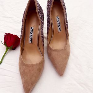 Beige Glitter Heels ( Women)