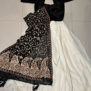 Black And White Stitched Lehenga Choli