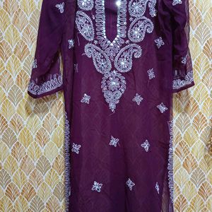 Ethnic Chikankari Purple Kurta