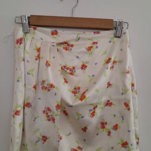 Cream Printed Mini Skirt (Women's)