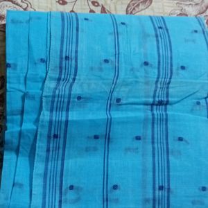 Beautiful Cotton Blue Colour Tant Saree