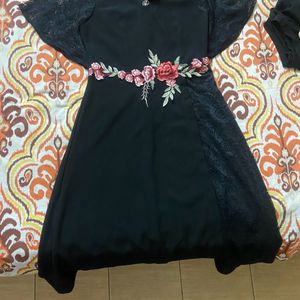 Floral Empire Black Dress