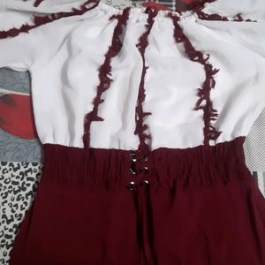 Cherry Red nd white beautiful frock