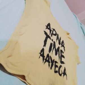 Anna Time Aayega Printed Crop T-shirt  For Women