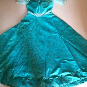 Sea green party wear gown with duppata