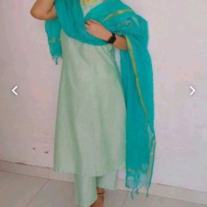 Pure Cotton Kurta Pant With Dupatta