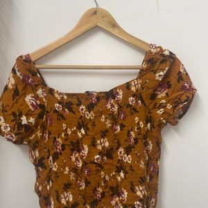 Rusty Orange Smocked Crop Top (ONLY)