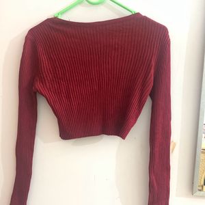 Red Ribbed Crop Top