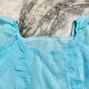 Sky Blue Georgette Peplum