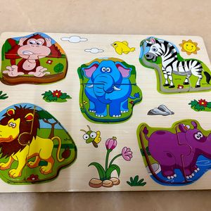 2piece Wooden Puzzle - Wild Animals