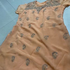 Peach Party Wear Kurta Set