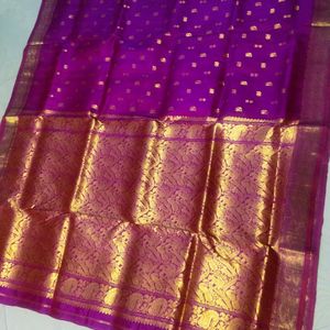 Purple Colour pure Kanchi pattu saree