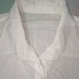 Pure Cotton Drop Shoulder Shirt For Women