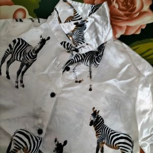 Zebra Print Satin Shirt