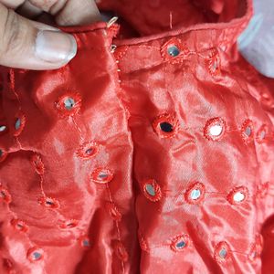 Red Party Wear Blouse With Unstitched Sleeves